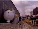 Lube oil tank (converted from tank car) and engine house 